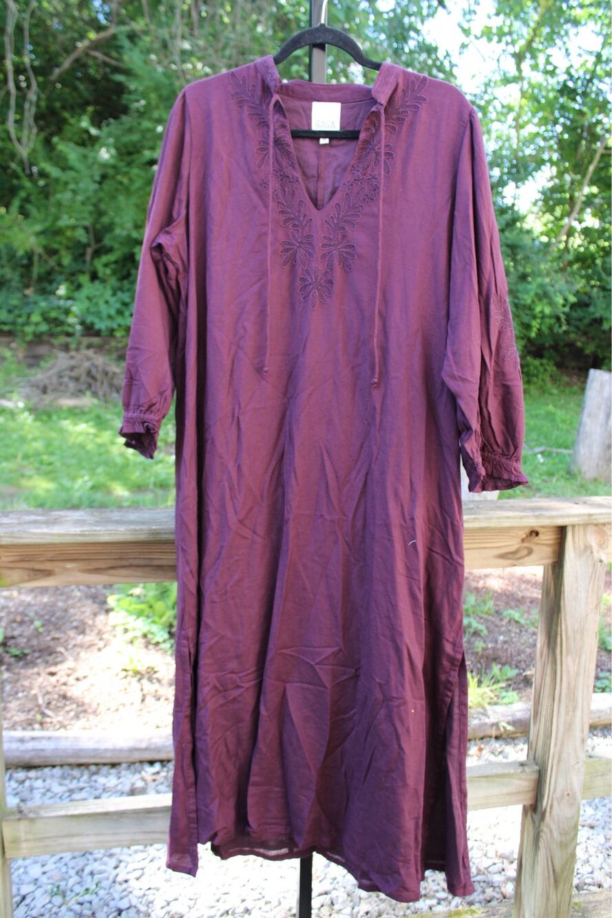 RAGA Purple Embroidered Tunic Dress | Size M | Rayon Blend